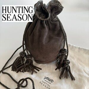 Hunting Season Suede Hunter Green Cinch Crossbody Bucket Bag - Small